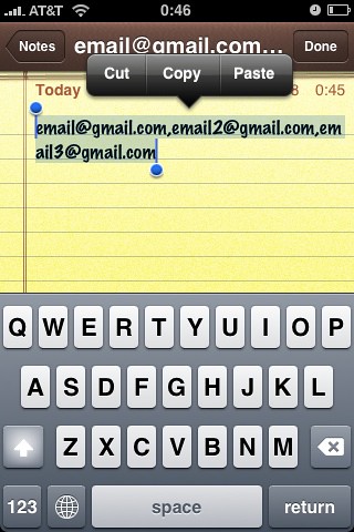 Screenshots for article on using email groups in iPhone Mail