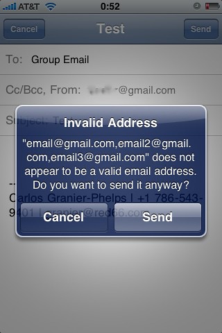 Screenshots for article on using email groups in iPhone Mail