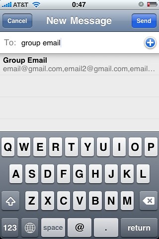 Screenshots for article on using email groups in iPhone Mail